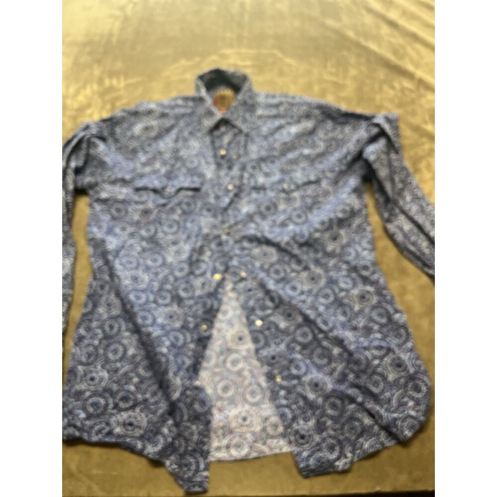 Roper‎ Wear The West Western Cowboy Core L/S Button Shirt Men Small Blue Paisley